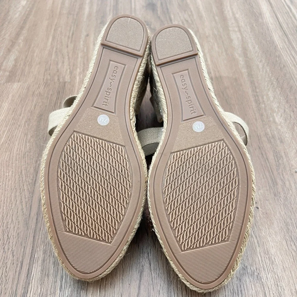 Easy Spirit Meza Espadrille Wedge Sandals Textile Almond Toe Slip‎ On  7